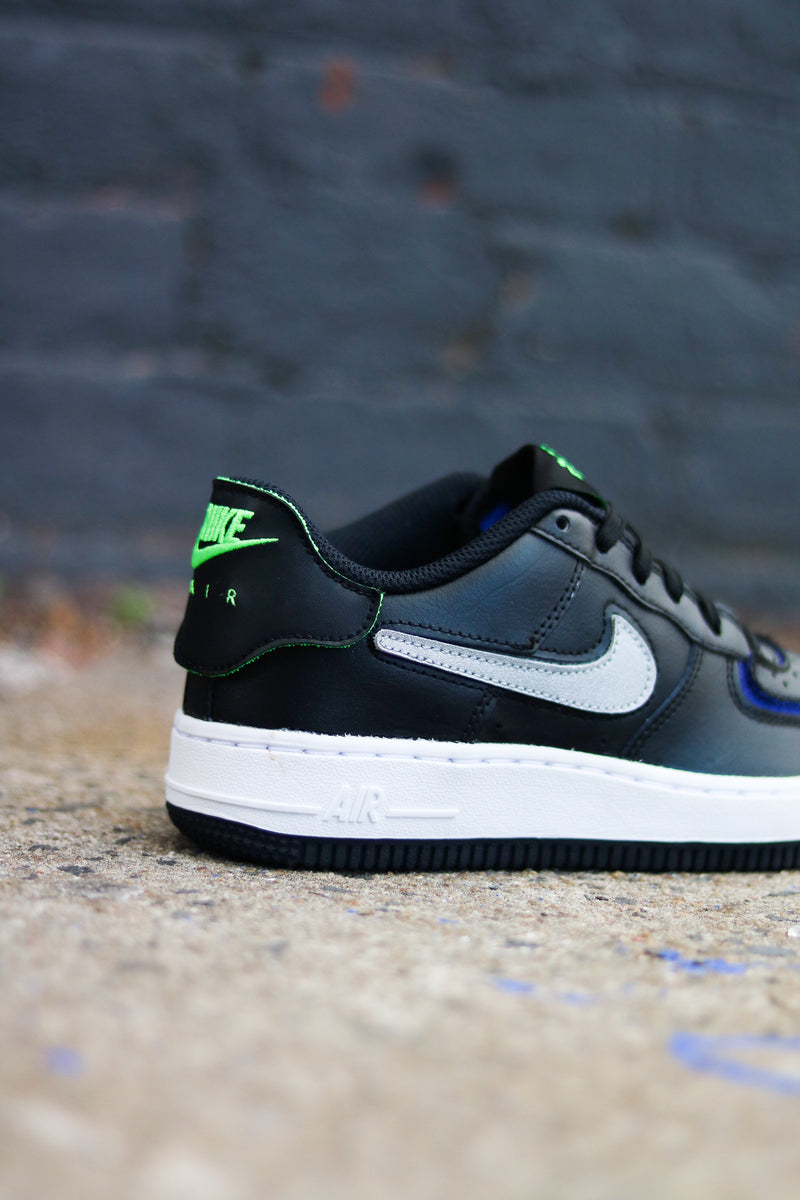 NIKE AIR FORCE 1/1 (GS) "BLK/METALLIC SILVER"