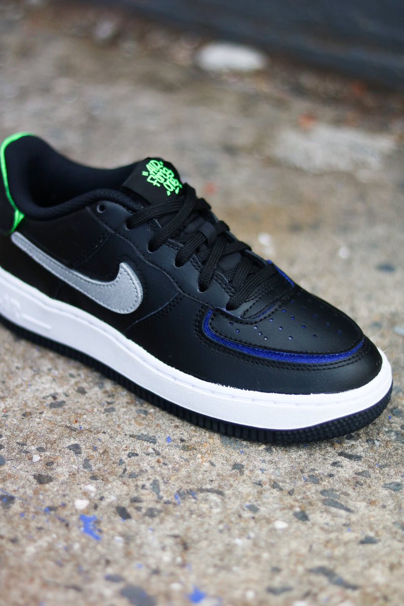 NIKE AIR FORCE 1/1 (GS) "BLK/METALLIC SILVER"